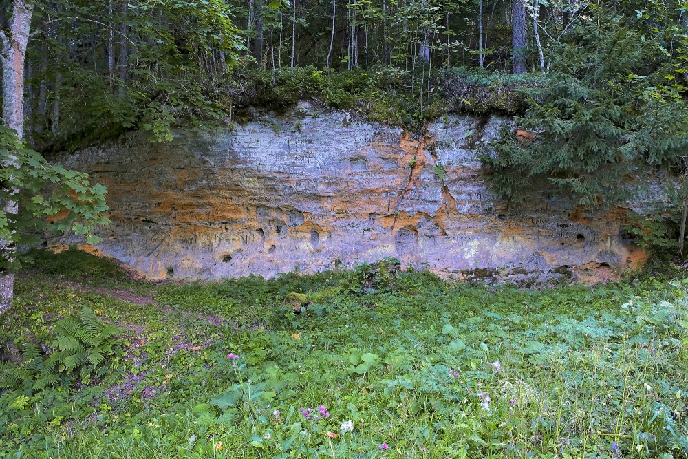 Smilšakmens atsegumi pie Vaives dzirnavām