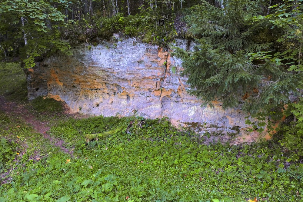 Smilšakmens atsegumi pie Vaives dzirnavām