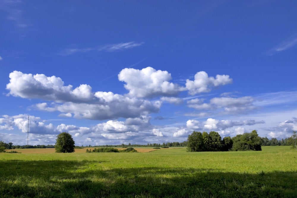 Beautiful Latvian Landscape, Cloudy Sky