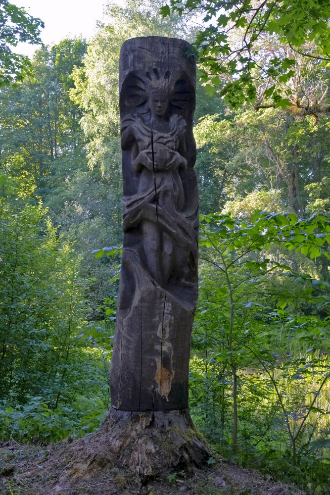 Wooden Sculpture In Cīrava Forest Park