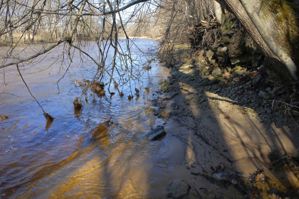 Ogres upe pie Glāzšķūņa agrā pavasarī