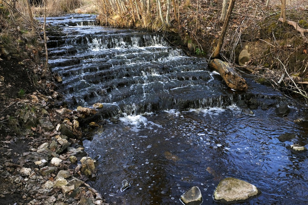 Veģupīte Waterfall In Spring