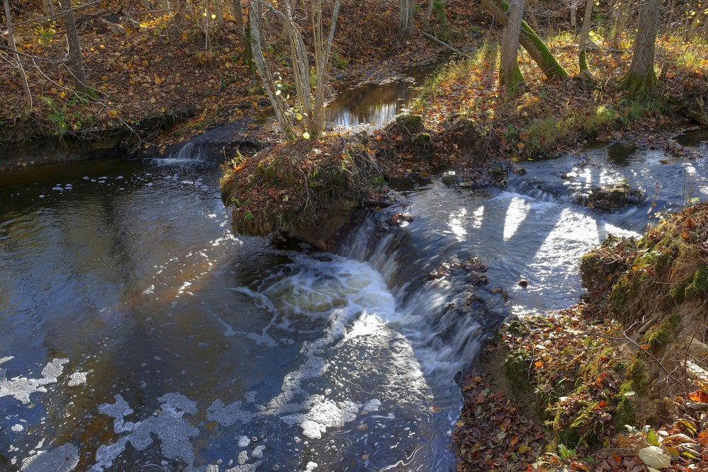 Jaunvilki Waterfall in Autumn