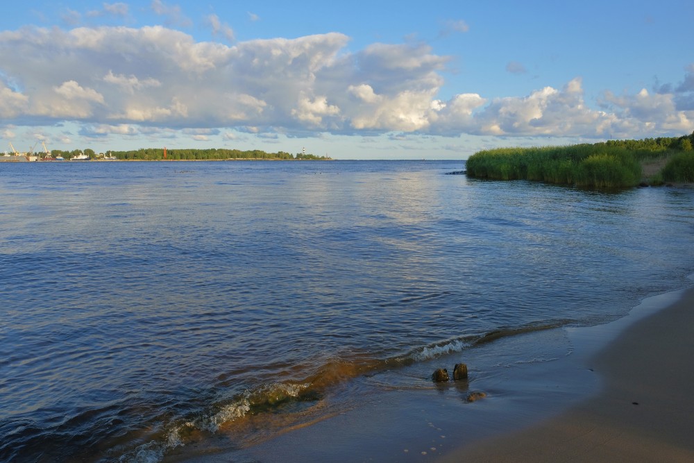 The confluence of the Daugava with the Gulf of Riga