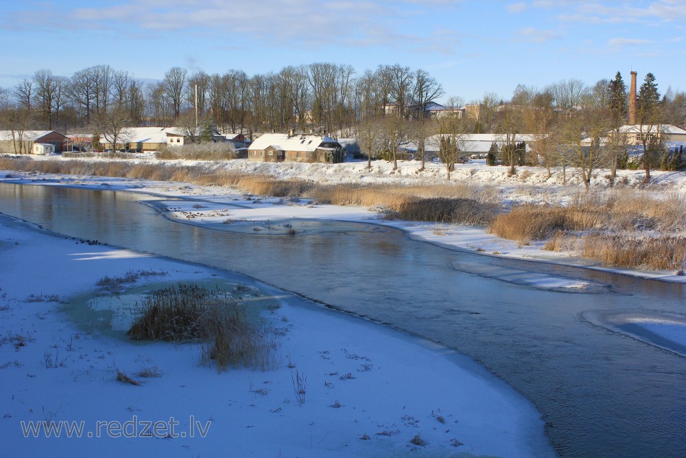 River Mēmele near the Town Bauska in Winter