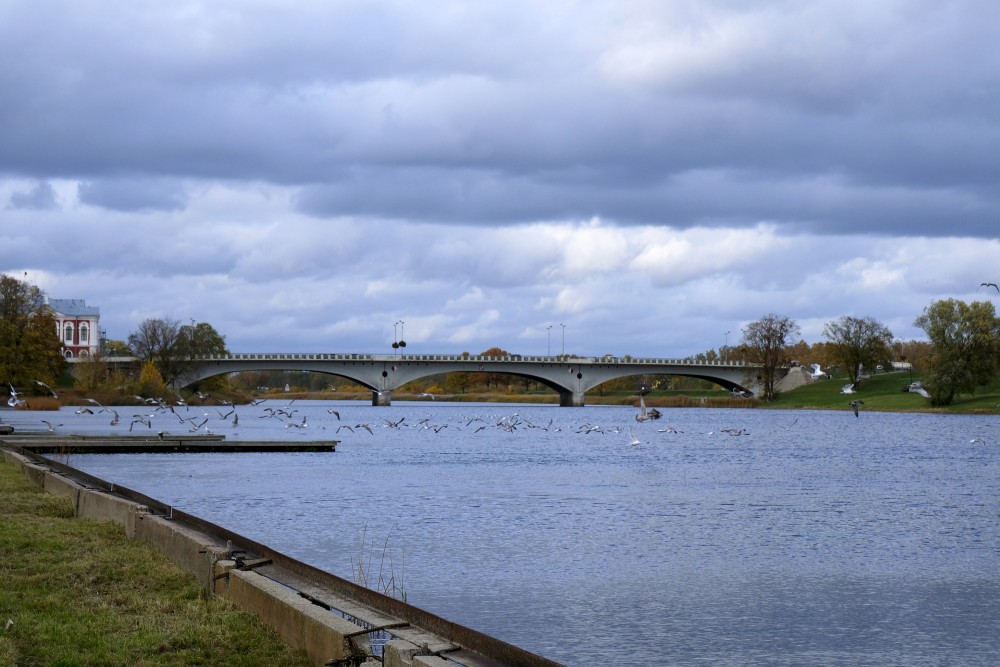 Bridge over River Lielupe  in Jelgava from Side of Pasta Island