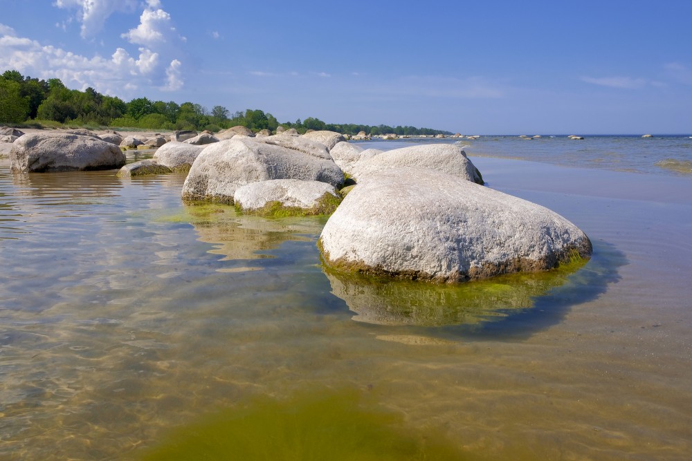 The rocky coastline of Kaltene