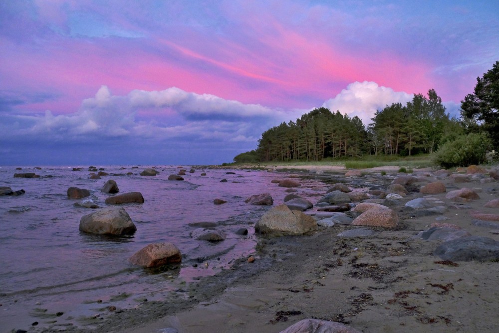 Mersrags Stony Beach after Sunset