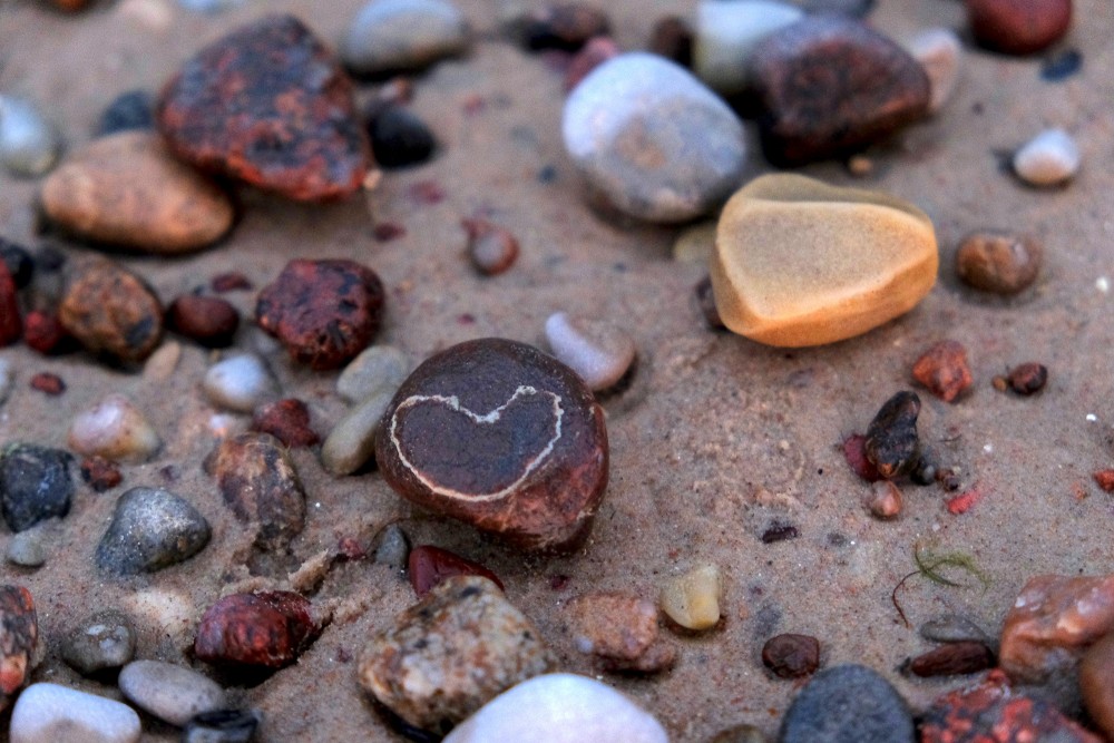 Heart-shaped Pebbles on the Seashore