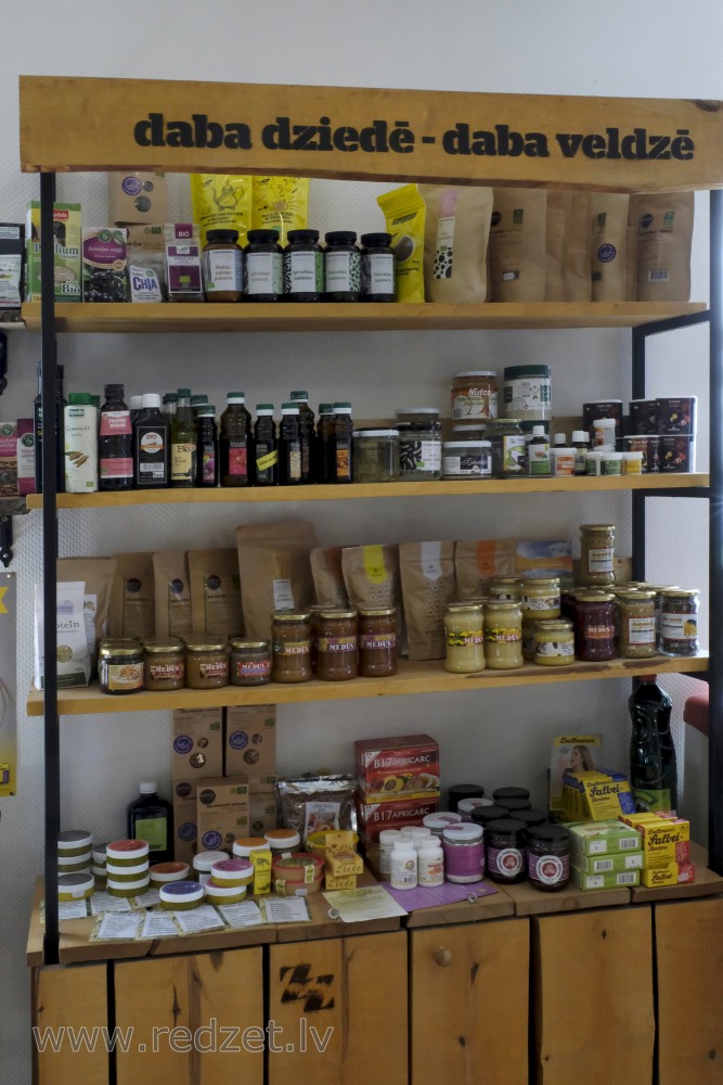 Shop "Zaļā zeme" (Green land) offerings