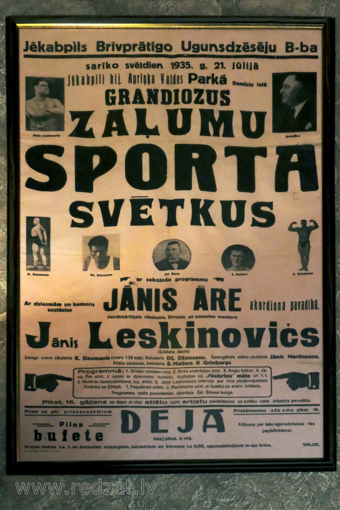 Historical poster in restaurant "Uguns Dzēsējs"