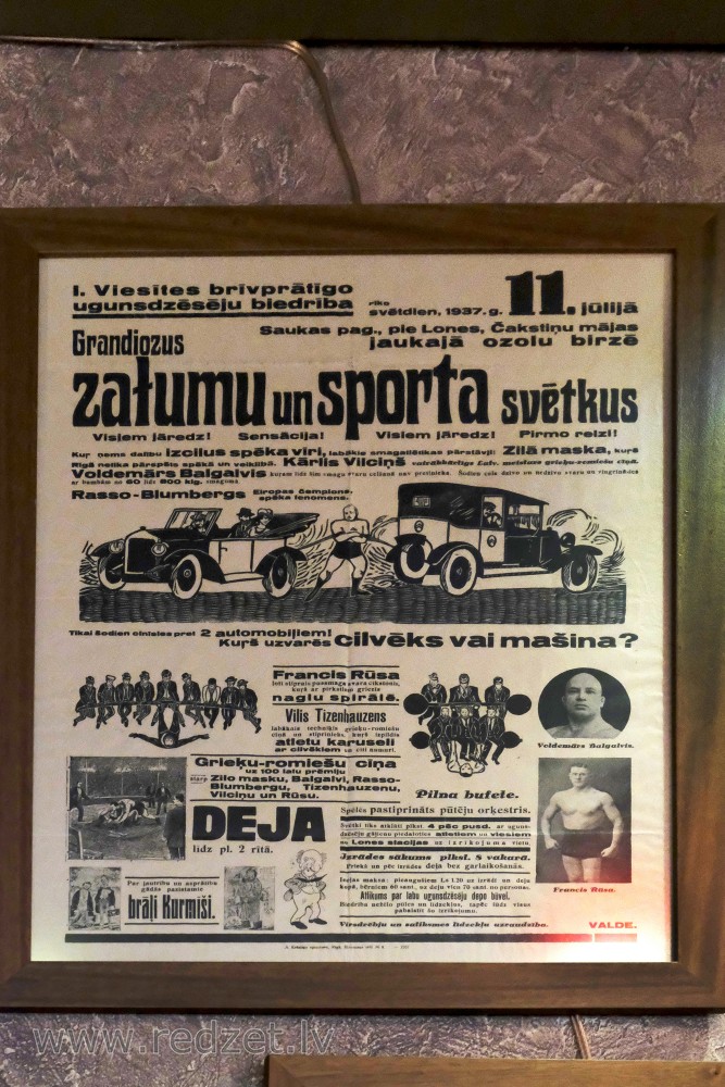 Historical poster in restaurant "Uguns Dzēsējs"