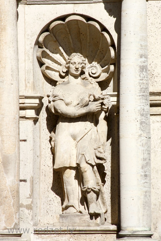 Sculpture on the facade of the St. Peter's Church in Riga