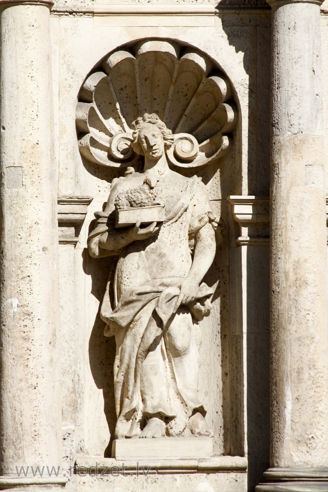 Sculpture on the facade of the St. Peter's Church in Riga