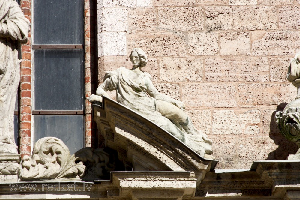 Sculpture on the facade of the St. Peter's Church in Riga