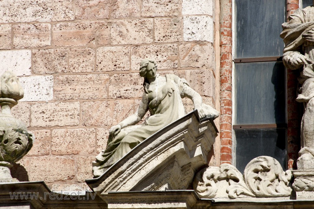 Sculpture on the facade of the St. Peter's Church in Riga