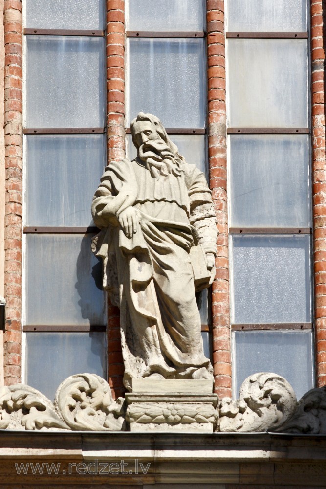 Sculpture on the facade of the St. Peter's Church in Riga