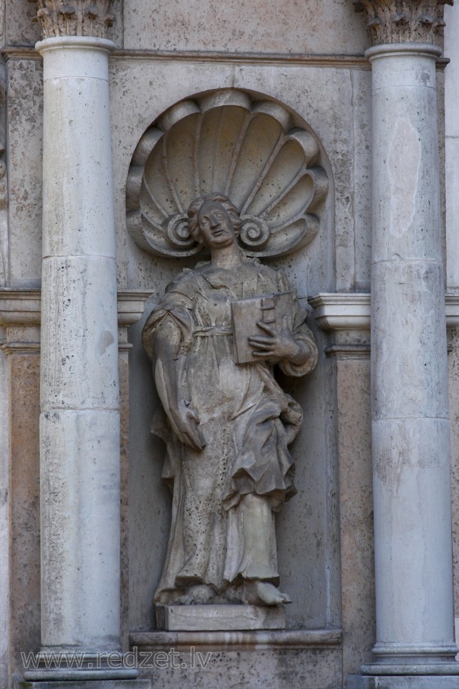 Sculpture on the facade of the St. Peter's Church in Riga