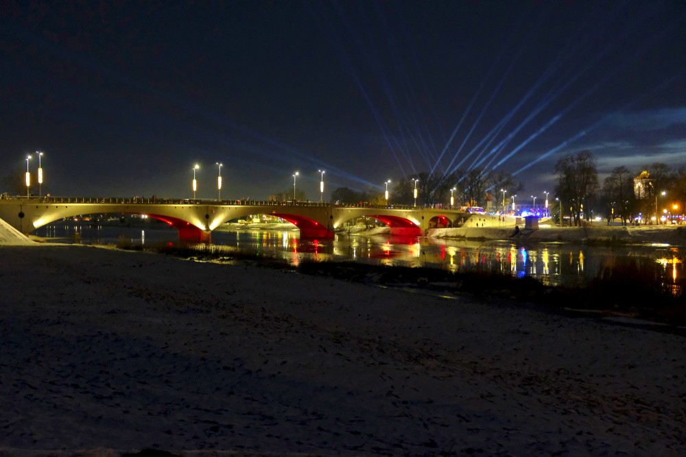 Bridge over Lielupe in Jelgava at Night