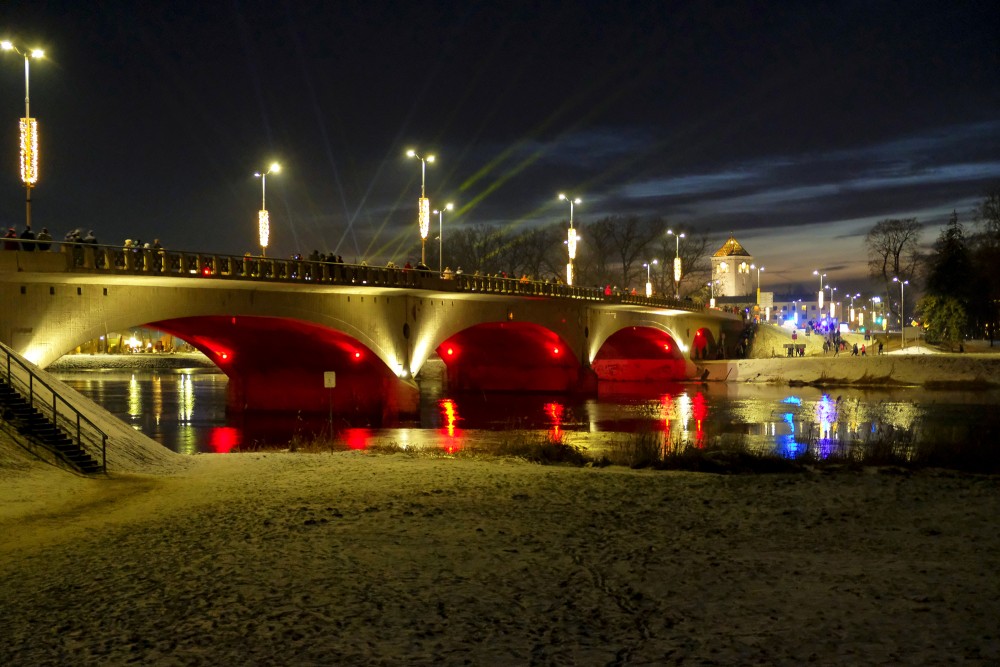 Bridge over Lielupe in Jelgava at Night