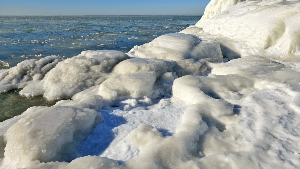 Frozen waves and ice formations on the Baltic Sea coast