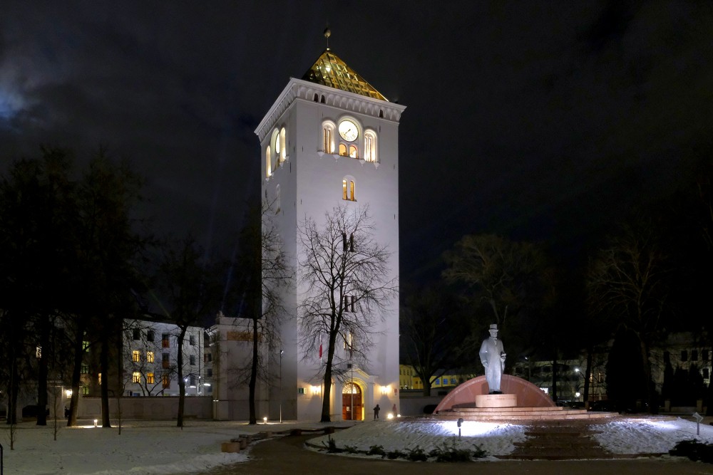 Jelgava Holy Trinity Church Tower at Night