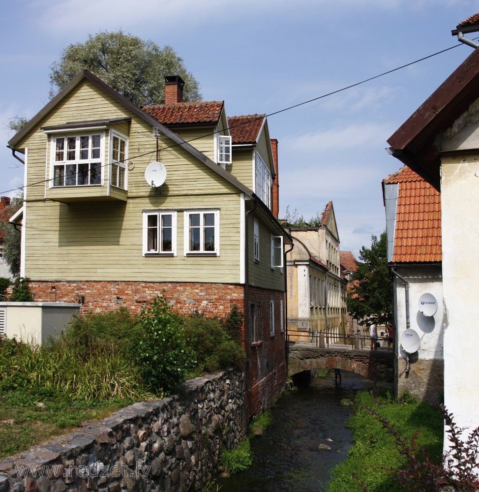 Kuldīga medieval historical centre on the banks of the Alekšupīte River