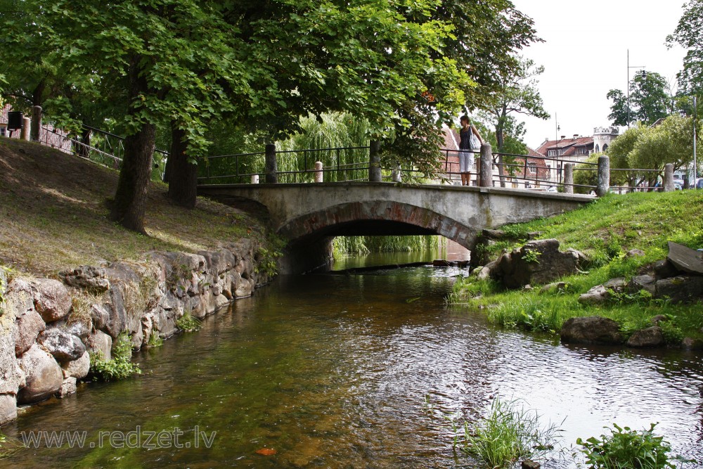 Kuldīga medieval historical centre on the banks of the Alekšupīte River