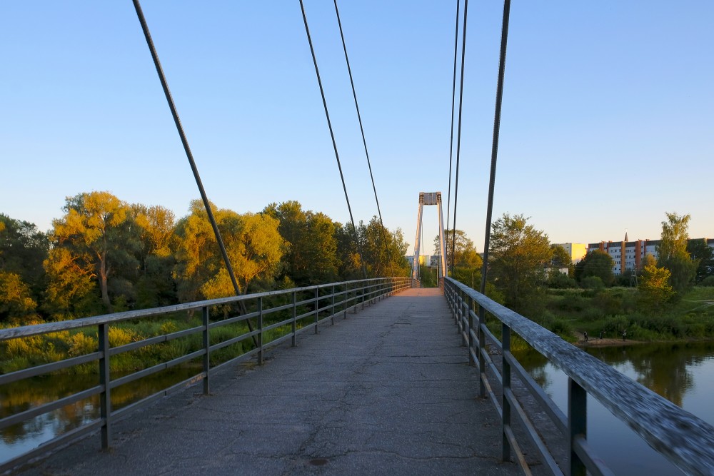 Pedestrian Cable Bridge Over The Gauja In Valmiera
