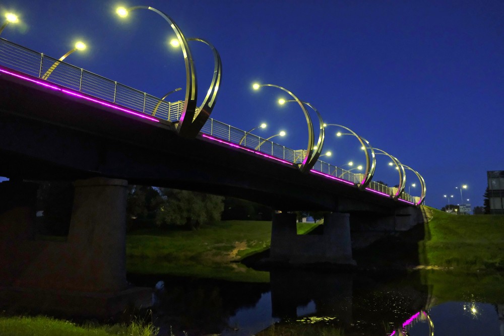 Valmiera Bridge over Gauja at Night
