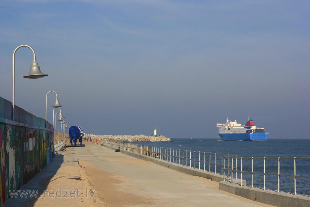 The Southern Pier of Ventspils and the Ferry 