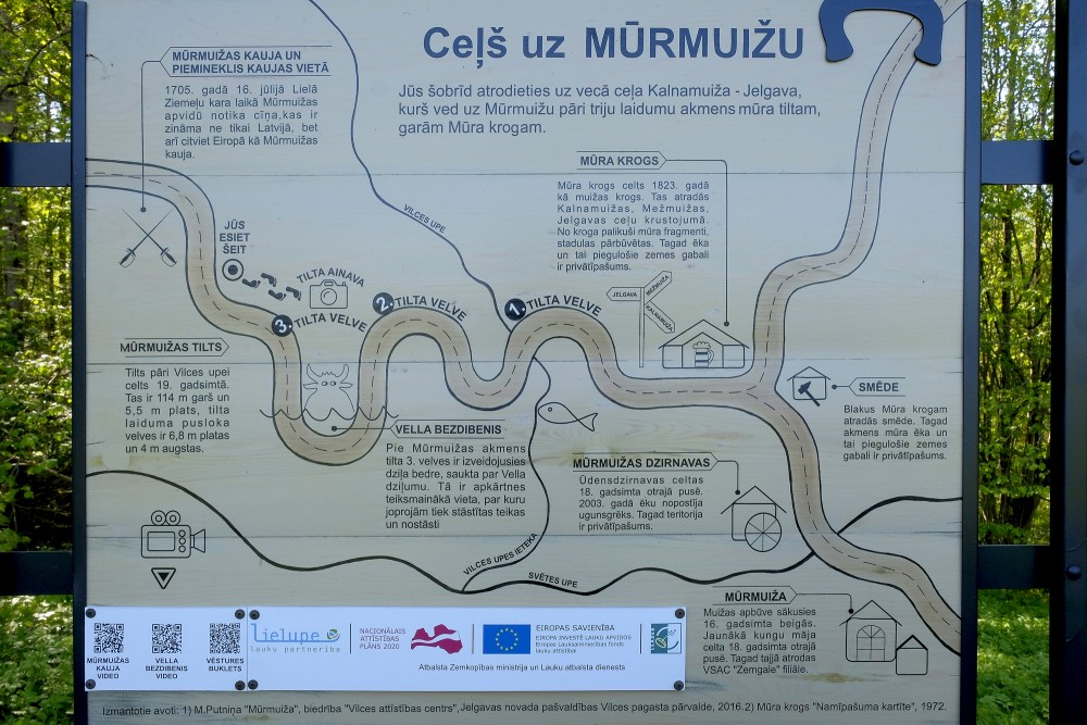 Map of Mūrmuiža Arched Stone Bridge
