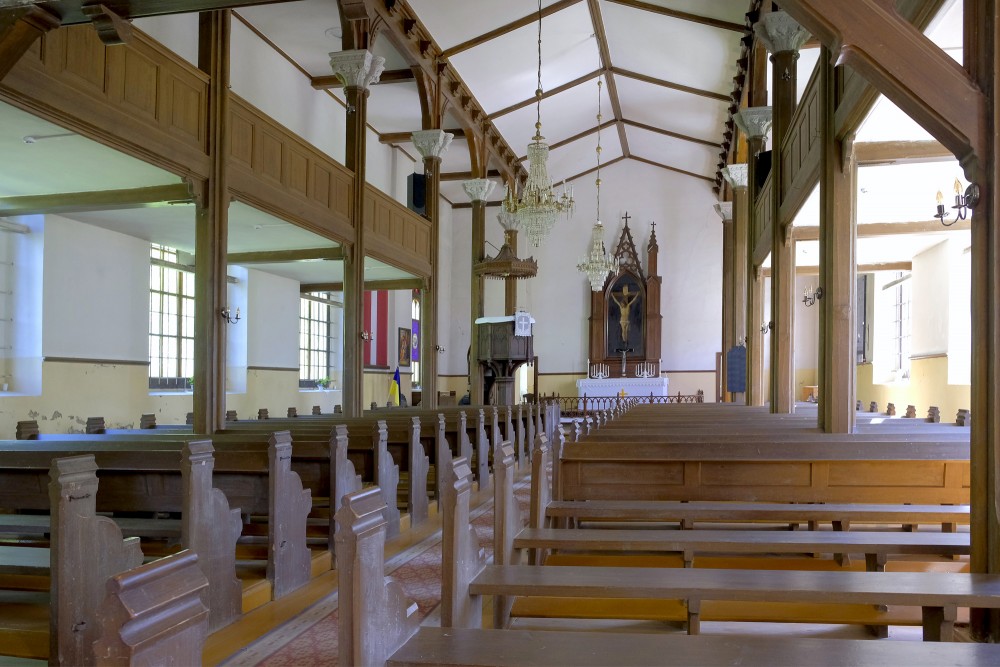 Interior of Zaļenieki Lutheran Church