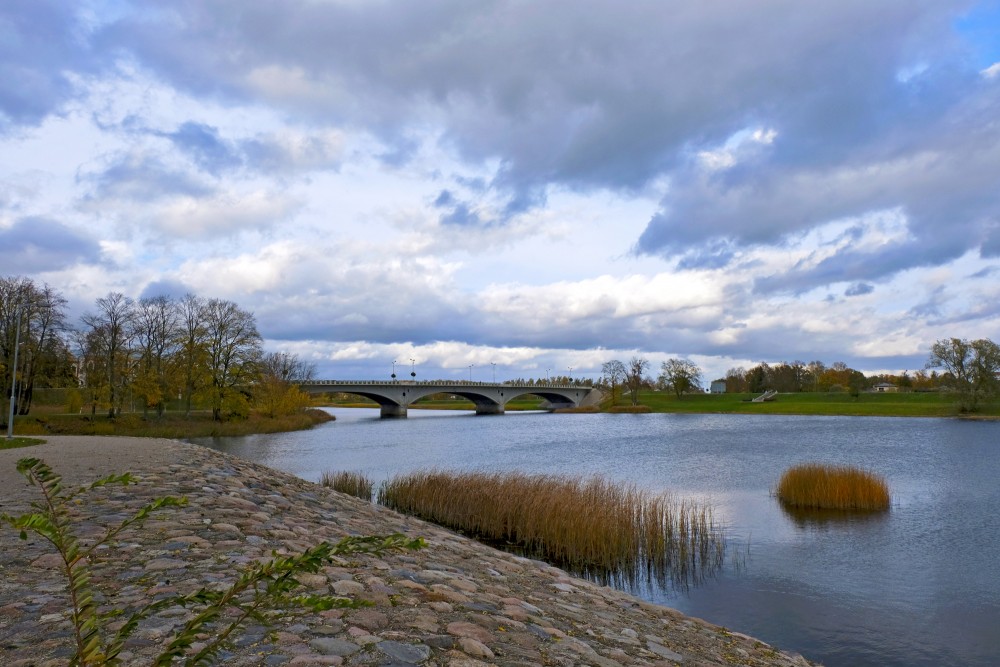 Bridge over River Lielupe  in Jelgava from Side of Pasta Island