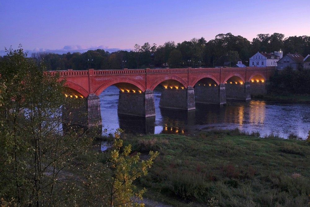 Kuldīga Old Brick Bridge over the Venta River in Evening Light