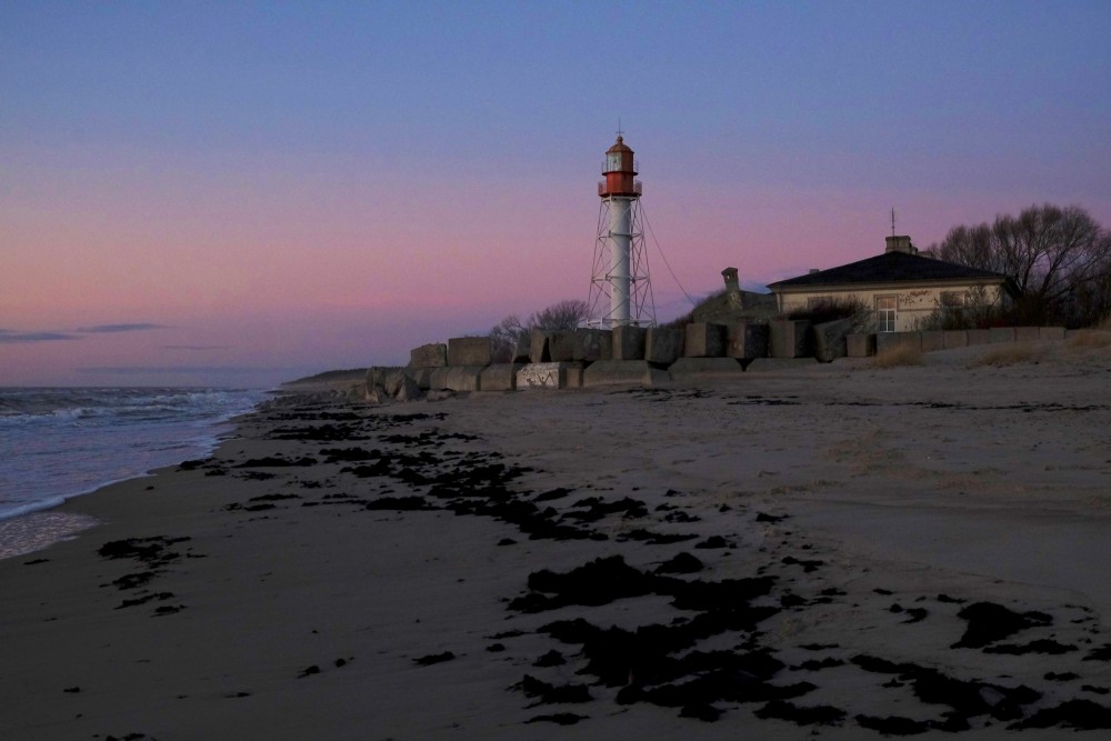 Pape Lighthouse After Sunset