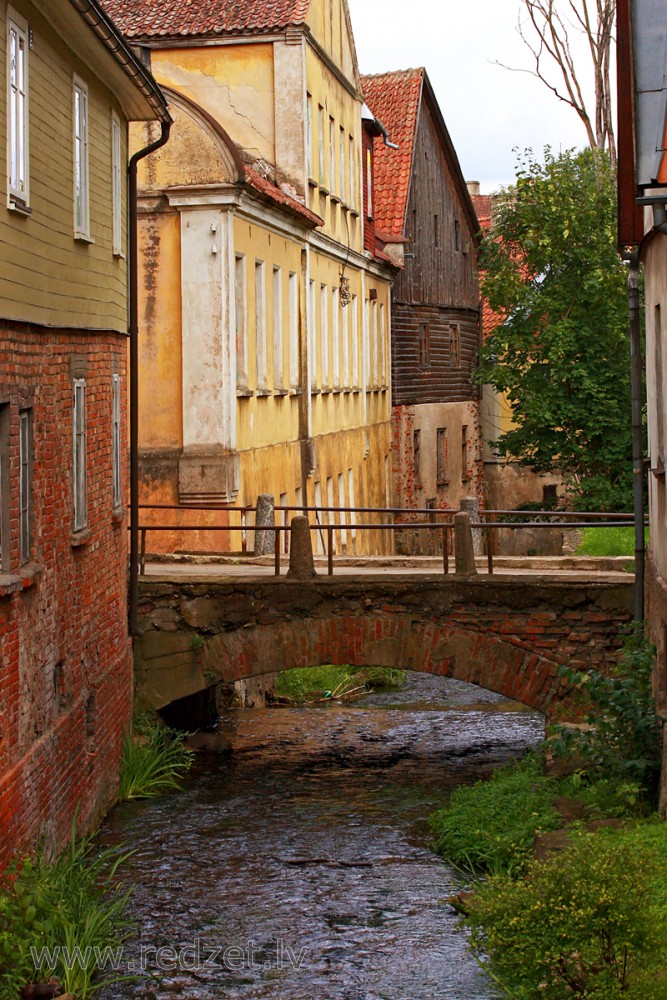 Kuldīga medieval historical centre on the banks of the Alekšupīte River