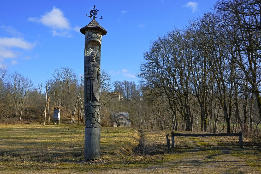 Wooden Sculpture Near Kalnmuiza Castle