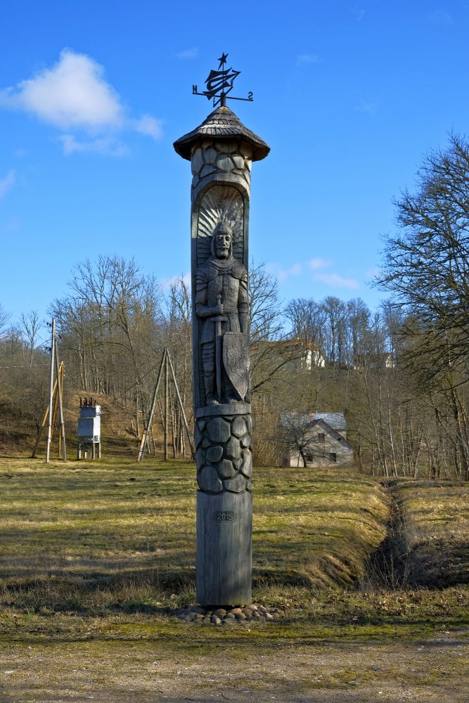 Wooden Sculpture Near Kalnmuiza Castle