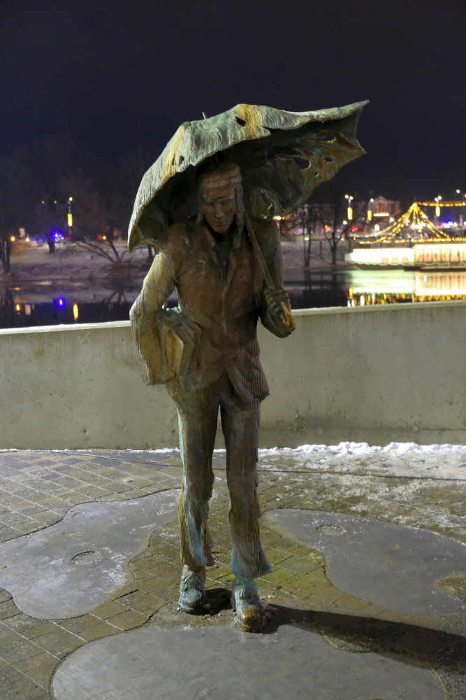 Sculpture Student of Jelgava at night