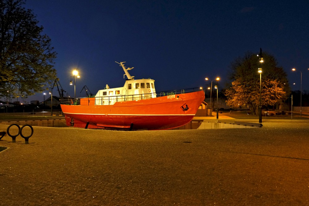 Pilot ship "Rota" In Night, Ventspils