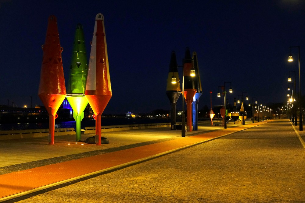 Renovated Ostas Street promenade In Night