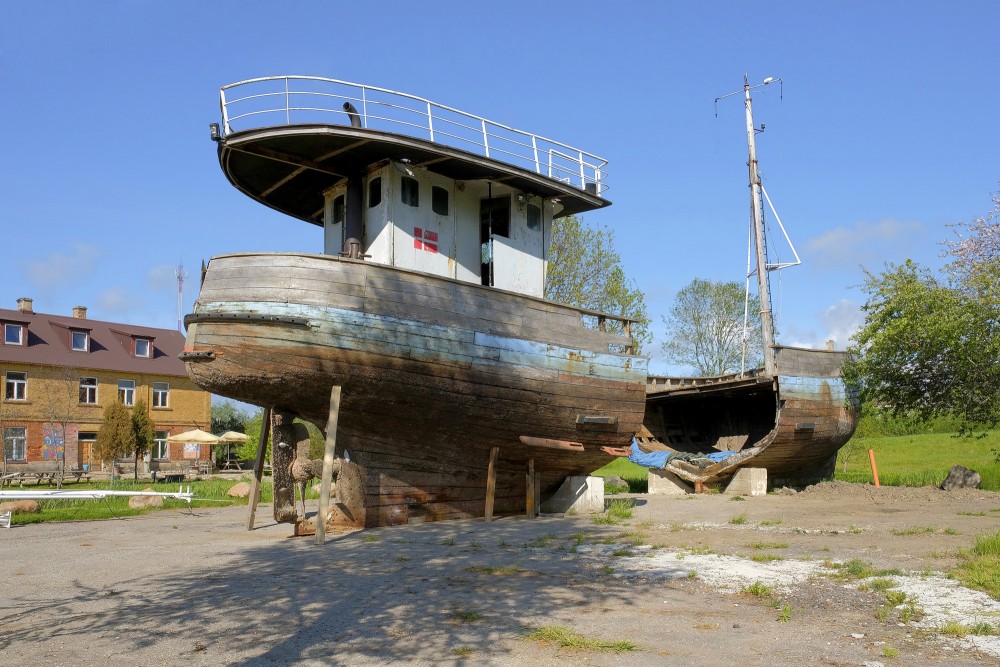 A Sawed-off Wooden Fishing Vessel in Pāvilosta