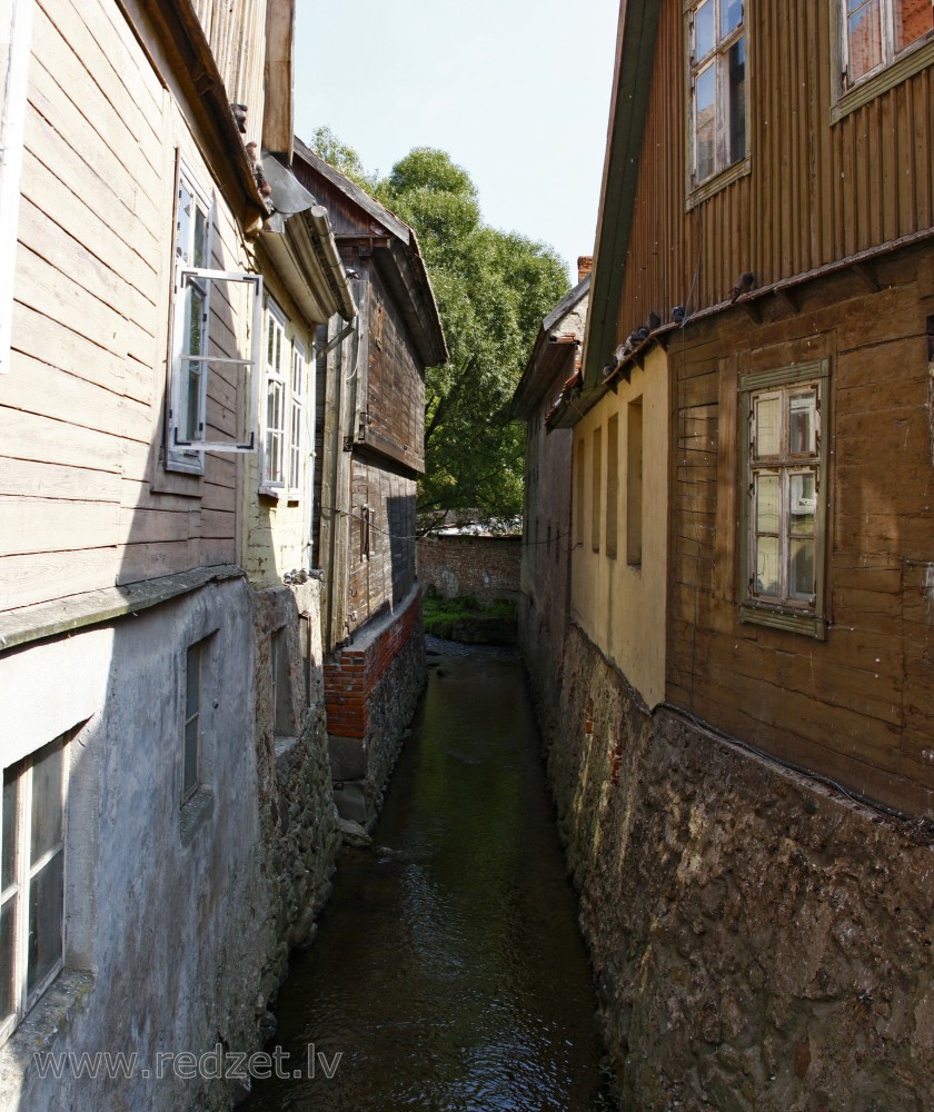 Kuldīga medieval historical centre on the banks of the Alekšupīte River