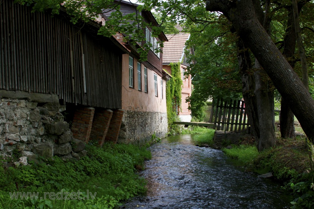 Kuldīga medieval historical centre on the banks of the Alekšupīte River