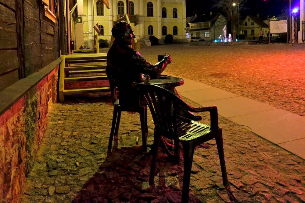 Monument to the Actor Evalds Valters in Night