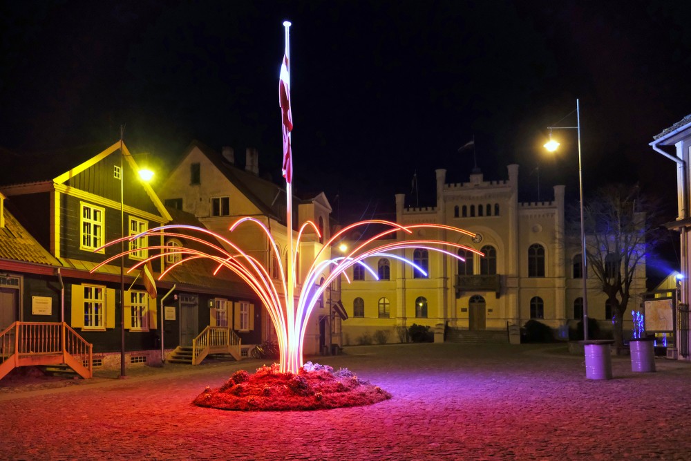 Old Town of Kuldīga, Town Square in Night