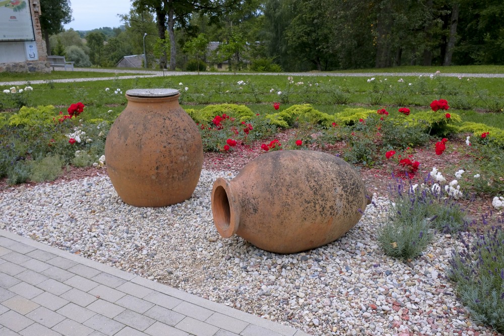 Georgian wine pots in Vecgulbene Manor Palace Park