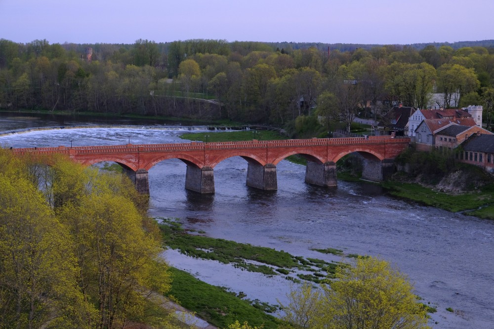 View of Kuldiga Brick Bridge from the View Tower