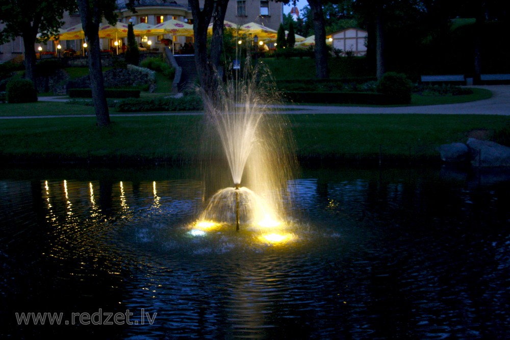 Illuminated Fountain in Maija Park (Cēsis)